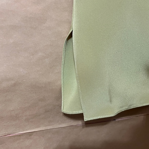Peter Cohen | Silk Shirt Dress V-Neck Split Neckline Popover Chartreuse Size XS - Picture 9 of 16